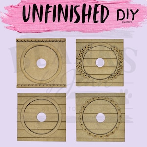 DIY - Wood Blank - Square Frames for Interchangeable 3" Round Inserts - Shelf Sitters - Holiday Decor - Seasonal - Home Decor