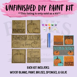DIY Wood Blank Kit - Pumpkin Patch Interchangeable MINI Inserts, Set of 5 - Fall - Home Decor - Shelf Sitter/Ladder/Tiered Tray