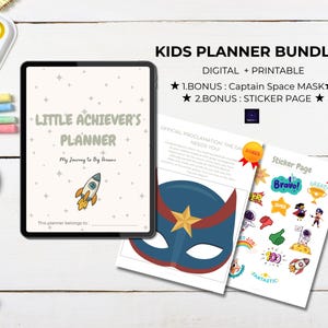 Kids Space Adventure Planner Bundle | Chore Chart, Reading Log (Digital Download)