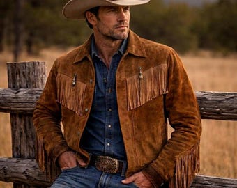 Jack met westernfranje | Boho-jas van imitatiesuède | Bruin cowboyjack met kwastjes | Uniseks boho-festivaljas | Streetwear rodeo-jas | Jas uit de jaren 70