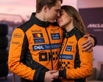 Kurtka McLaren F1 Team, kurtka bomberka Formuły 1 Racing, czarno-pomarańczowa kurtka wyścigowa, kurtka Motorsport, prezent dla fana F1, kurtka McLaren