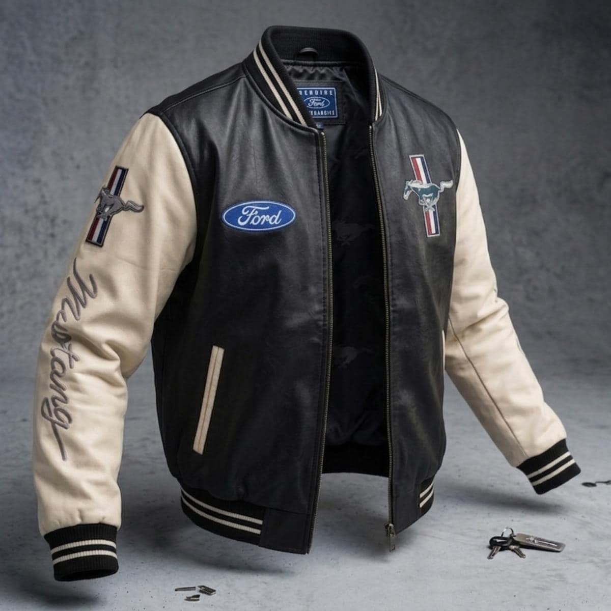 Handmade Ford Mustang Jacket - Racing Style Letterman Jacket - F1
