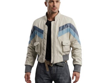 Futurystyczna kurtka typu bomber dla graczy, kostium Sci Fi Gaming, biała skórzana kurtka dla mężczyzn, męska kurtka cosplay ARC Raiders, kurtki cosplay