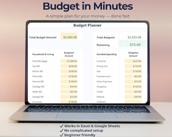 Quick Budget Planner Spreadsheet | Simple Budget Template | Excel & Google Sheets