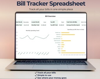 Bill Tracker Spreadsheet | Monthly & Yearly Bill Organizer, Excel and Google Sheets