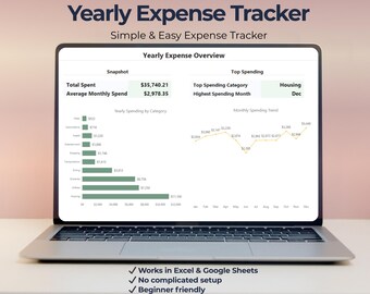Simple Yearly Expense Tracker | Easy Budget Spreadsheet for Beginners | Excel & Google Sheets Finance Tracker