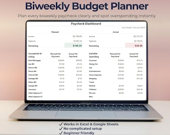Biweekly Budget Planner Spreadsheet | Paycheck Budget Template | Excel & Google Sheets