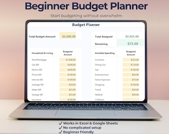 Easy Budget Planner Spreadsheet | Beginner Budget Template | Excel & Google Sheets