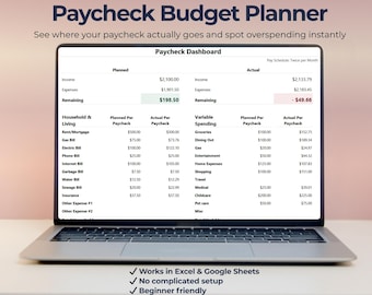 Paycheck Budget Planner | Per Pay Period Allocation Tool | Excel & Google Sheets