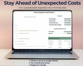 Irregular Expense Planner Spreadsheet | Sinking Fund Tracker for Bills & Unexpected Costs | Excel and Google Sheets
