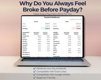 Paycheck Budget Planner Spreadsheet | Stop Running Out of Money Before Payday | Excel & Google Sheets