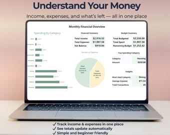 Monthly Money Tracker Spreadsheet | See Exactly Where Your Money Goes | Income Expense Sheet