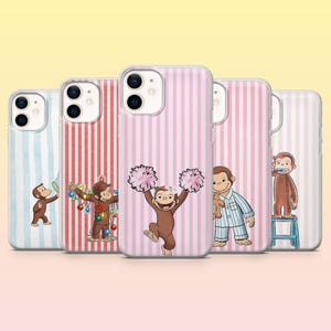 Curious Monkey Phone Case George Cartoon Cover for iPhone 17Pro, 16, 15, 14, 13, Samsung S25, S24, S23, S22, A16, A26, Pixel 10, 9Pro