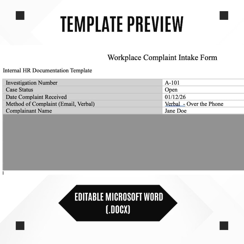 HR Investigation Toolkit | Workplace Complaint Forms, Documentation ...
