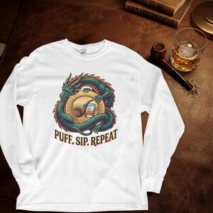 Dragon Pipe Whiskey Shirt, Puff Sip Repeat Fantasy Long Sleeve Tee, Hoodie, Sweatshirt