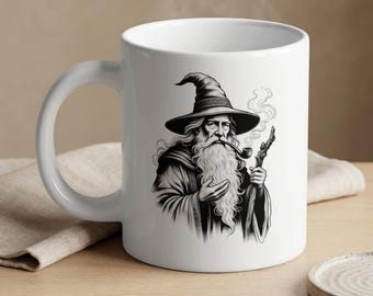 Fantasy Coffee Mug: Wise Old Wizard Design - Ceramic Drinkware