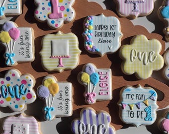 It's Fun Being One Cookies, Birthday Cookies, Party Favor Cookies, Custom Cookies