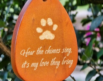Personalized Pet Memorial Wind Chime | Laser Engraved Wooden Sail & Chime Tube | Remembrance Gift