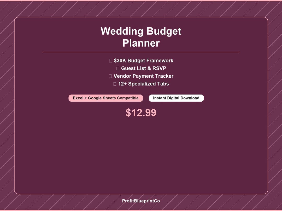 Wedding Budget Planner Excel Template - Complete Wedding Expense ...