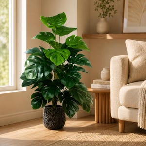 Ficus lyrata artificiale, pianta finta da interno, grande e realistica decorazione verde per soggiorno, ufficio, matrimonio