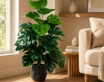 Ficus lyrata artificiale, pianta finta da interno, grande e realistica decorazione verde per soggiorno, ufficio, matrimonio