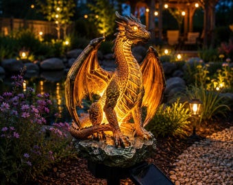 3D-Leuchtdrachen-Solar-Gartenleuchte, mittelalterliche Fantasy-Gartendekoration