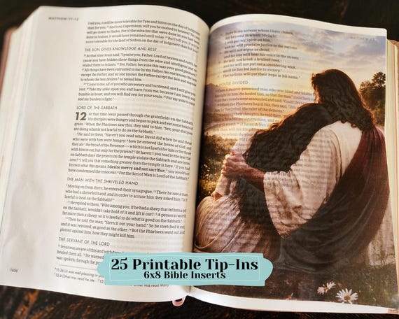Bible Study Printable Tip-Ins Christian Journal Bundle, Bible Journaling Inserts, Bible Verse Tip-Ins Digital Download