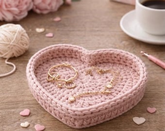 Crochet Heart Tray Pattern Beginners Friendly PDF