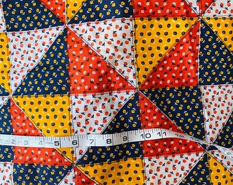 vintage novelty patchwork cheaters quilt  fabric remnant