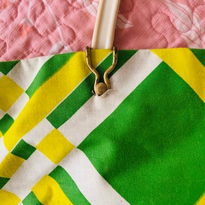 Vintage tote bag mod retro waterproof green plaid image 2