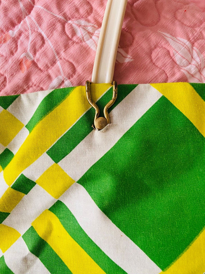 Vintage tote bag mod retro waterproof green plaid image 2