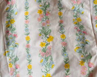Vintage fabric Flower Power cotton queen flat sheet fabric