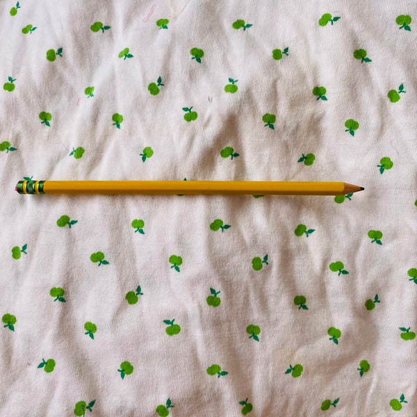 Vintage knit green apple fabric retro novelty back to school fabric 22 inches long 48 inches wide