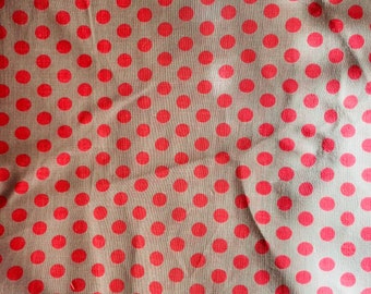 Vintage fabric cotton gray and pink polka dot 1 yard