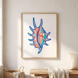 Colorful Spiny Shell Art Print | Abstract Coastal Starburst Illustration (Digital Download)