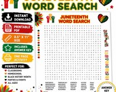 Juneteenth Word Search Printable PDF, Black History Activity, Juneteenth Game for Children, Classroom Activity Instant Download PDF