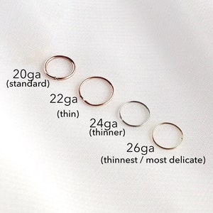 Small Cartilage Hoop, 20g 22g 24g 26g Thin Cartilage Hoop, Helix Tragus Earring in Sterling Silver 14k Gold Filled or 14k Rose Gold Filled