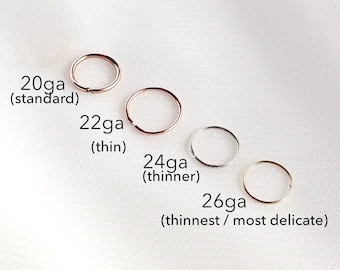 Small Cartilage Hoop, 20g 22g 24g 26g Thin Cartilage Hoop, Helix Tragus Earring in Sterling Silver 14k Gold Filled or 14k Rose Gold Filled