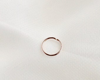 Rose Gold Sterling Silver or Gold Nose Ring Hoop, 20g 22g 24g or 26g Thin Nose Ring Septum Hoop, Cartilage, Tragus, Helix Hoop, Lip Ring