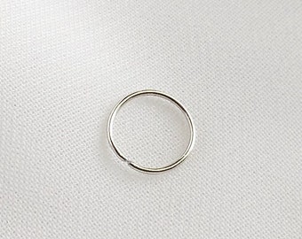 Sterling Silver Nose Ring Hoop 18g 20g 22g or 24g, Sterling Silver Cartilage Hoop, Silver Tragus Helix Hoop, 6mm 7mm 8mm 9mm or 10mm Hoop