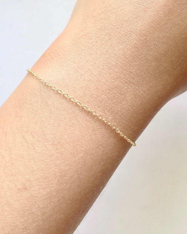 Simple Dainty Bracelet Plain Silver Thin Bracelet Thin Chain Etsy