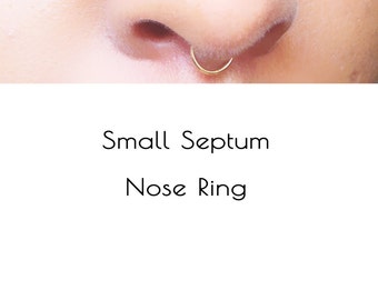 Small Gold Faux Septum Ring, Fake Septum Ring, Clip On Septum Cuff, Faux Nose Ring, Septum Hoop, No Pierce Nose Ring