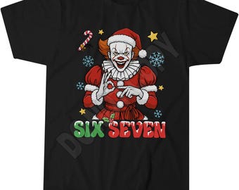 Camiseta navideña de payaso aterrador, humor de terror festivo, humor navideño