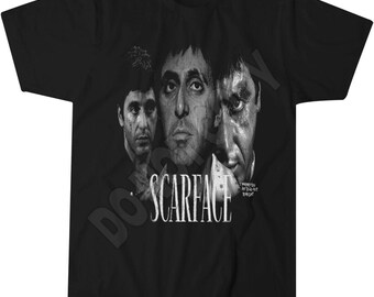 Camiseta con estampado de Scar Face, diseño de película de gánsteres, estilo retro de gánsteres.