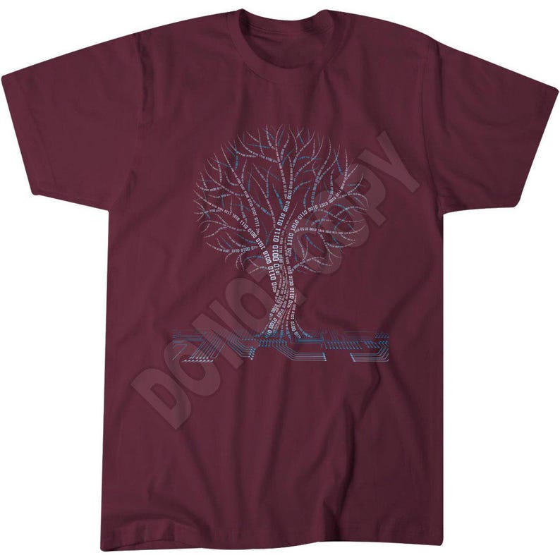Binary Tree Coding Computer Science T-Shirt, Tech Nerd Gift Burgundy