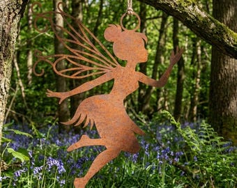 Adorno rústico de metal para árbol de hadas, decoración colgante para jardín de hadas, decoración de hadas del bosque, regalo de arte para árboles de exterior, decoración de hadas de bruja celta