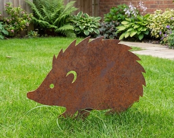 Adorno rústico de metal con forma de erizo para jardín, decoración de jardín con forma de erizo, escultura de jardín con forma de animal salvaje, arte de jardín con forma de erizo para exteriores, decoración de animales de acero