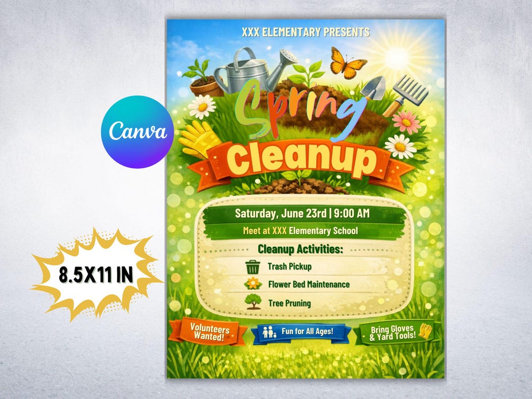 Cleanathon Template Spring Cleanup Flyer Template | School Cleanup Day Flyer | Community ...