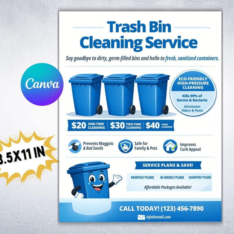 Trash Can Cleaning Flyer - Etsy