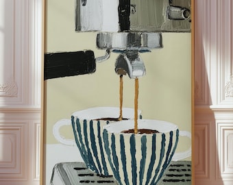 Espresso Machine Wall Art, Modern Coffee Print for Café Decor (Digital Download)